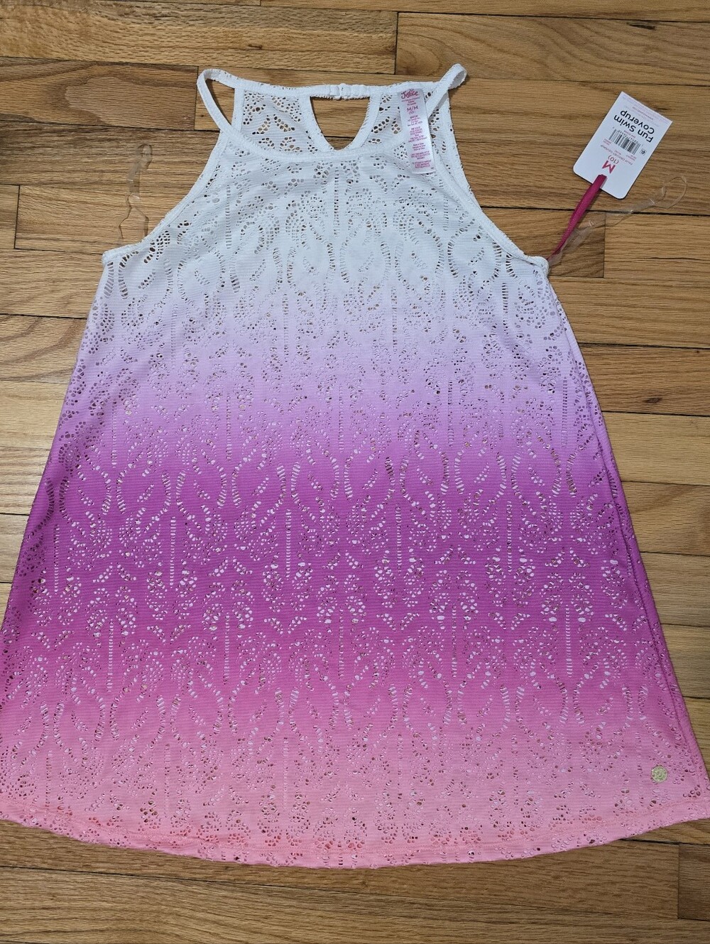 Justice Girls Pink Ombre Eyelet Swim Coverup
